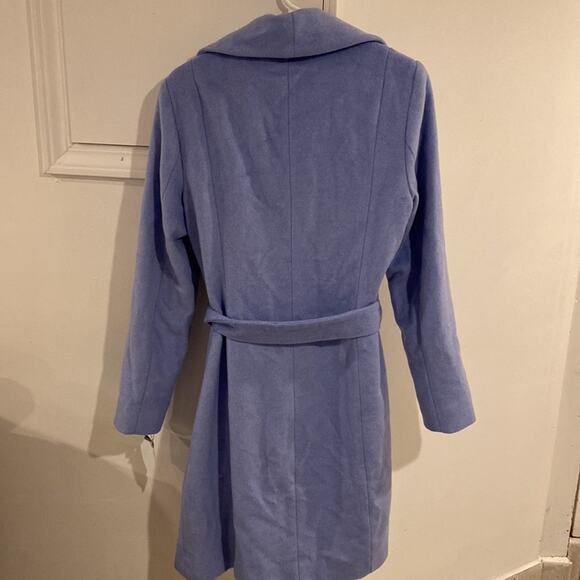 NEW!! Size 8 Cole Haan Belted Wrap Coat Ice Blue NEW!! - Picture 9 of 13